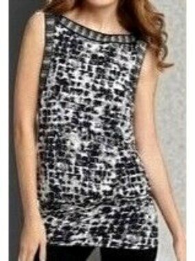 BCBGMAXAZRIA Womens Combo Dropped Waist Tunic / Dress Black Print Size S